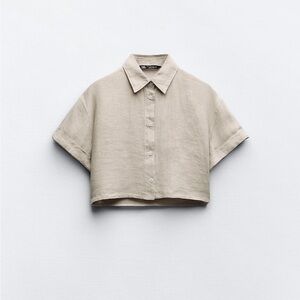 Cropped 100% Linen Shirt - Zara size XXL